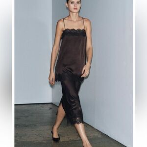 Satin Effect Lace Skirt